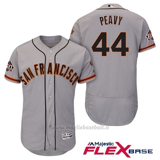Maglia Baseball Uomo San Francisco Giants Jake Peavy Grigio 60th Season Flex Base